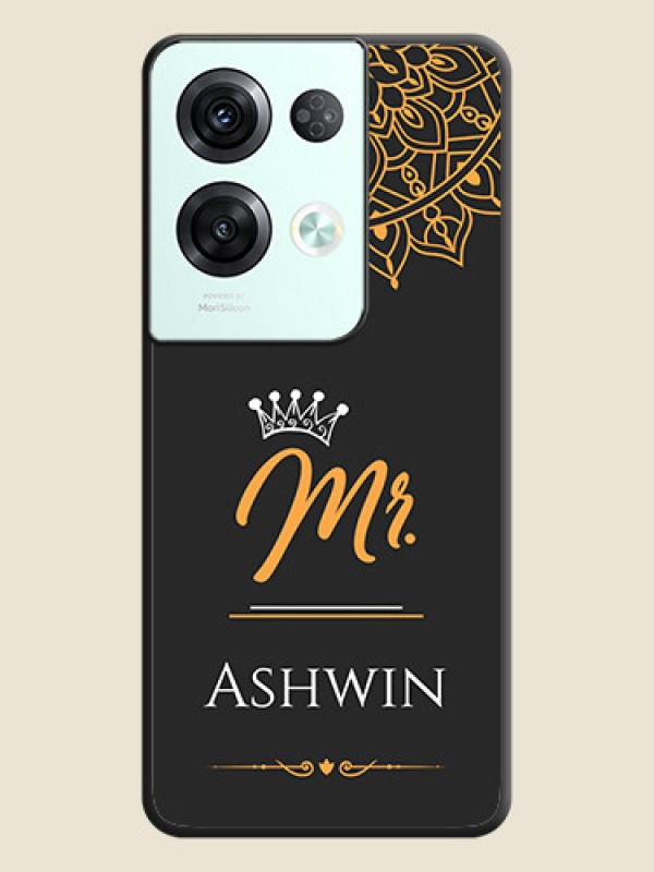 Custom Mr Name with Floral Design  on Personalised Space Black Soft Matte Cases - Oppo Reno 8 Pro 5G