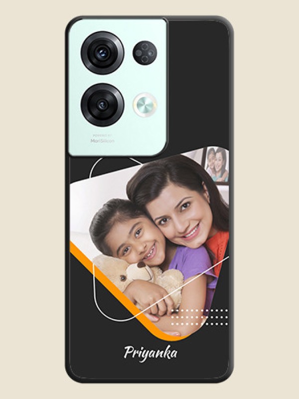 Custom Yellow Triangle on Photo on Space Black Soft Matte Phone Cover - Oppo Reno 8 Pro 5G