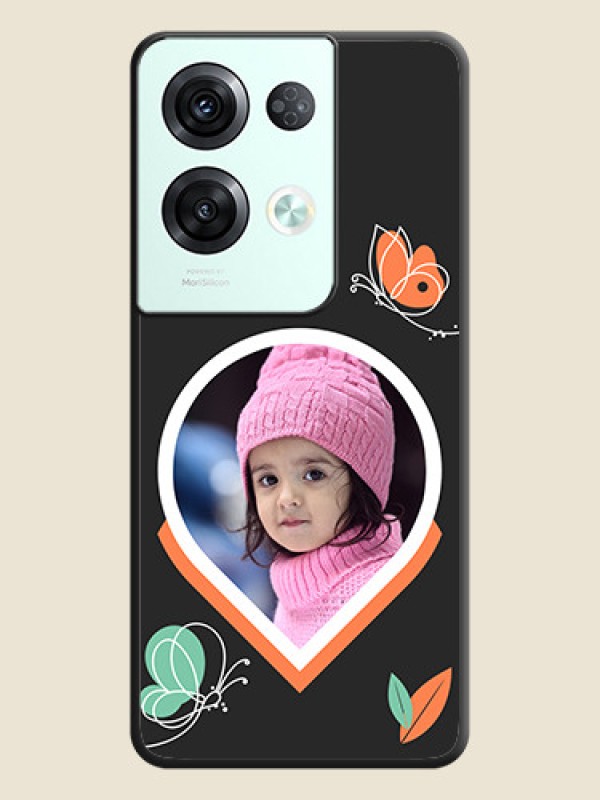 Custom Upload Pic With Simple Butterly Design On Space Black Personalized Soft Matte Phone Covers -Oppo Reno 8 Pro 5G