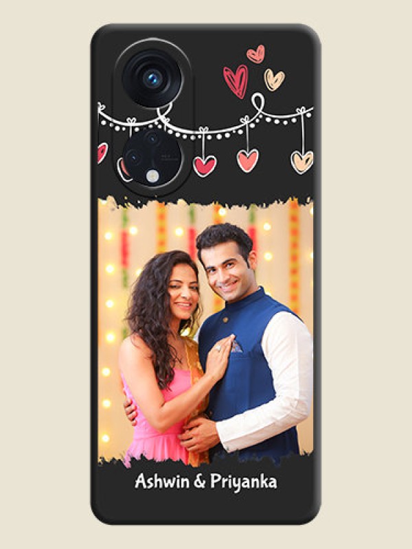 Custom Pink Love Hangings with Name on Space Black Custom Soft Matte Phone Cases - Oppo Reno 8T 5G