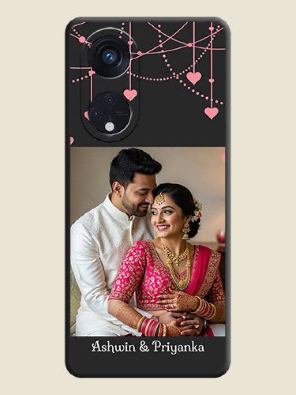 Custom Pink Love Hangings with Text on Space Black Custom Soft Matte Back Cover - Oppo Reno 8T 5G