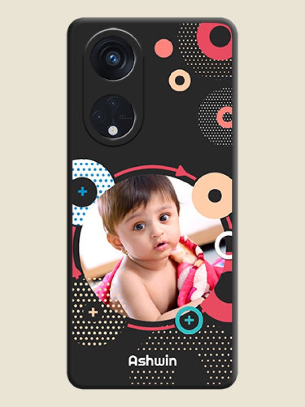 Custom Multicoloured Round Image on Personalised Space Black Soft Matte Cases - Oppo Reno 8T 5G
