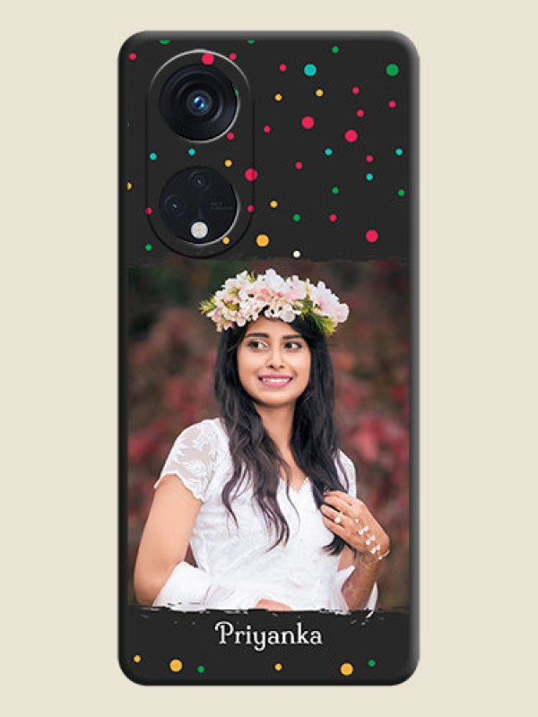 Custom Multicolor Dotted Pattern with Text on Space Black Custom Soft Matte Phone Back Cover - Oppo Reno 8T 5G