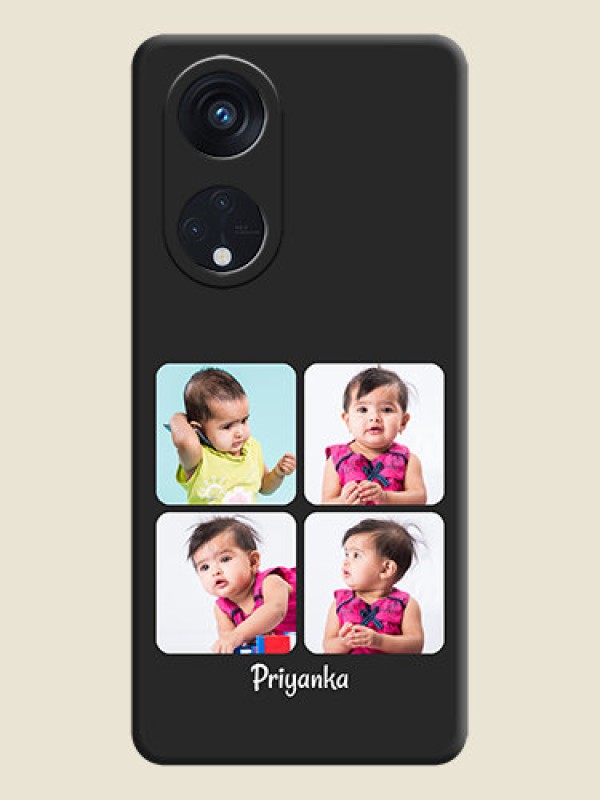 Custom Floral Art with 6 Image Holder on Photo on Space Black Soft Matte Mobile Case - Oppo Reno 8T 5G