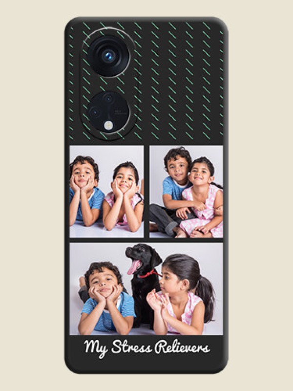 Custom Cross Dotted Pattern with 2 Image Holder  on Personalised Space Black Soft Matte Cases - Oppo Reno 8T 5G