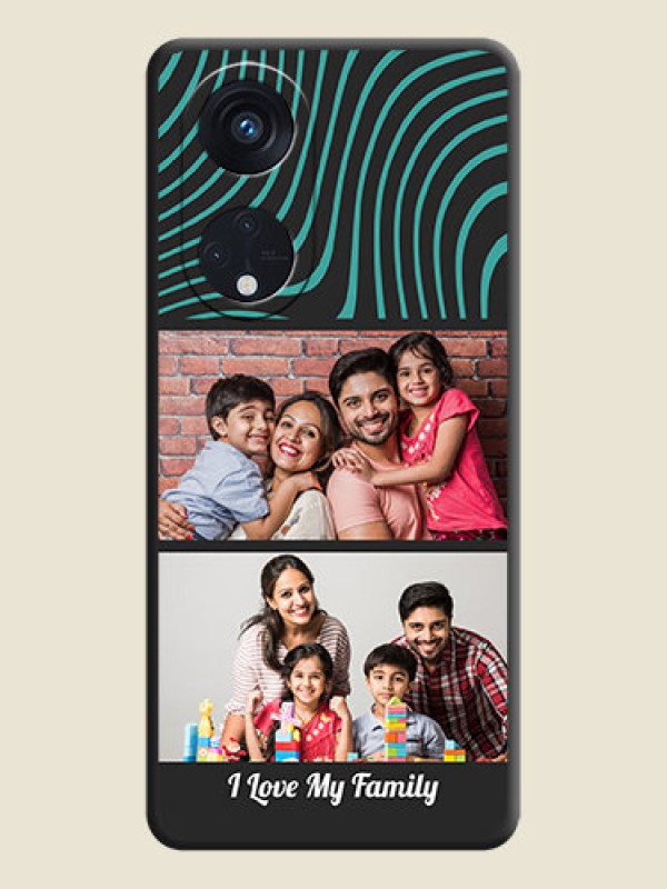 Custom Wave Pattern with 2 Image Holder on Space Black Personalized Soft Matte Phone Covers - Oppo Reno 8T 5G