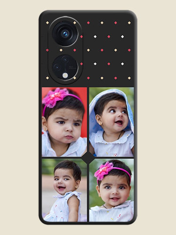 Custom Multicolor Dotted Pattern with 4 Image Holder on Space Black Custom Soft Matte Phone Cases - Oppo Reno 8T 5G