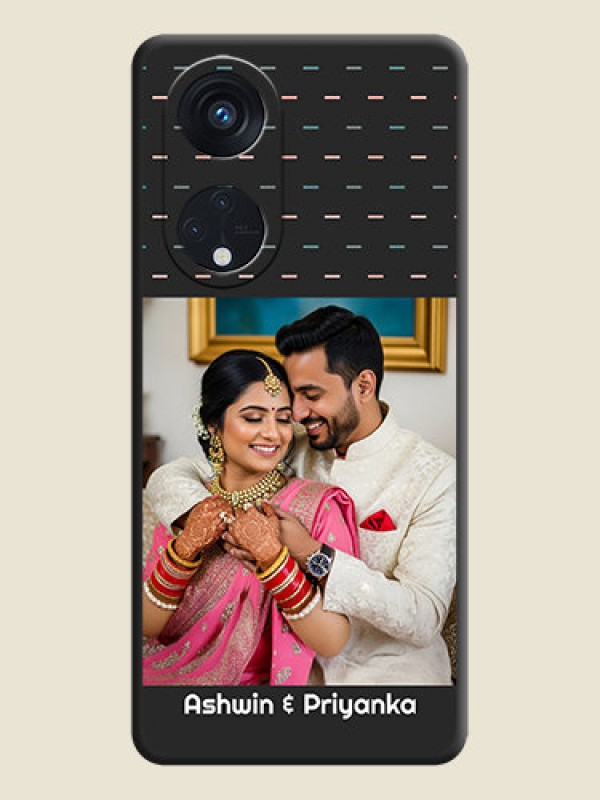 Custom Line Pattern Design with Text on Space Black Custom Soft Matte Phone Back Cover - Oppo Reno 8T 5G