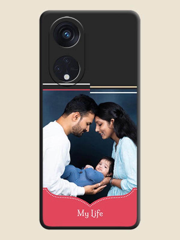 Custom Classic Plain Design with Name on Photo on Space Black Soft Matte Phone Cover - Oppo Reno 8T 5G