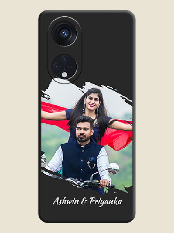 Custom Grunge Brush Strokes on Photo on Space Black Soft Matte Back Cover - Oppo Reno 8T 5G