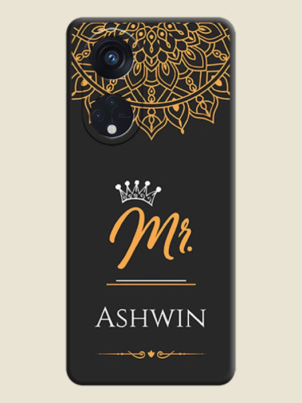 Custom Mr Name with Floral Design  on Personalised Space Black Soft Matte Cases - Oppo Reno 8T 5G