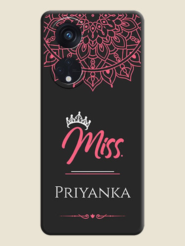 Custom Mrs Name with Floral Design on Space Black Personalized Soft Matte Phone Covers - Oppo Reno 8T 5G