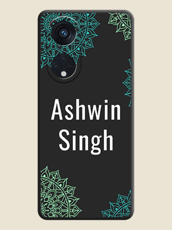Custom Your Name with Floral Design on Space Black Custom Soft Matte Back Cover - Oppo Reno 8T 5G