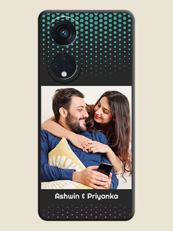 Custom Faded Dots with Grunge Photo Frame and Text on Space Black Custom Soft Matte Phone Cases - Oppo Reno 8T 5G