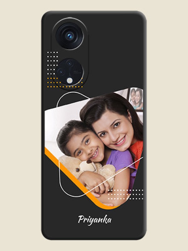 Custom Yellow Triangle on Photo on Space Black Soft Matte Phone Cover - Oppo Reno 8T 5G