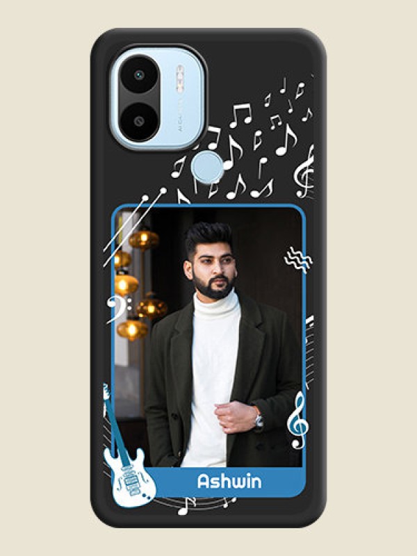 Custom Musical Theme Design with Text on Photo on Space Black Soft Matte Mobile Case - Poco C51