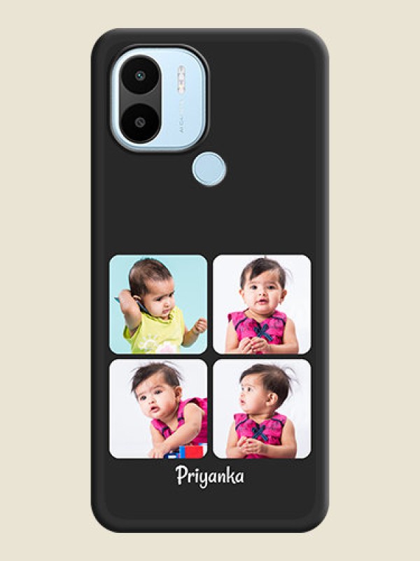 Custom Floral Art with 6 Image Holder on Photo on Space Black Soft Matte Mobile Case - Poco C51