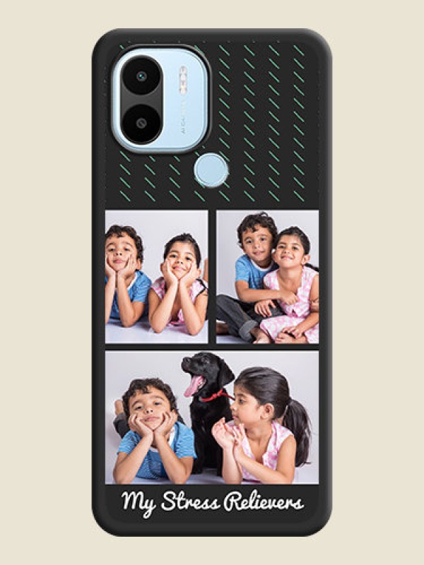 Custom Cross Dotted Pattern with 2 Image Holder  on Personalised Space Black Soft Matte Cases - Poco C51