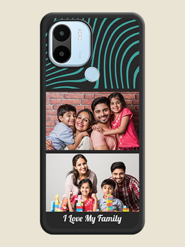 Custom Wave Pattern with 2 Image Holder on Space Black Personalized Soft Matte Phone Covers - Poco C51