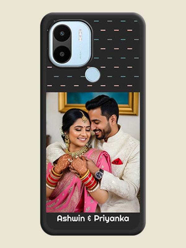 Custom Line Pattern Design with Text on Space Black Custom Soft Matte Phone Back Cover - Poco C51