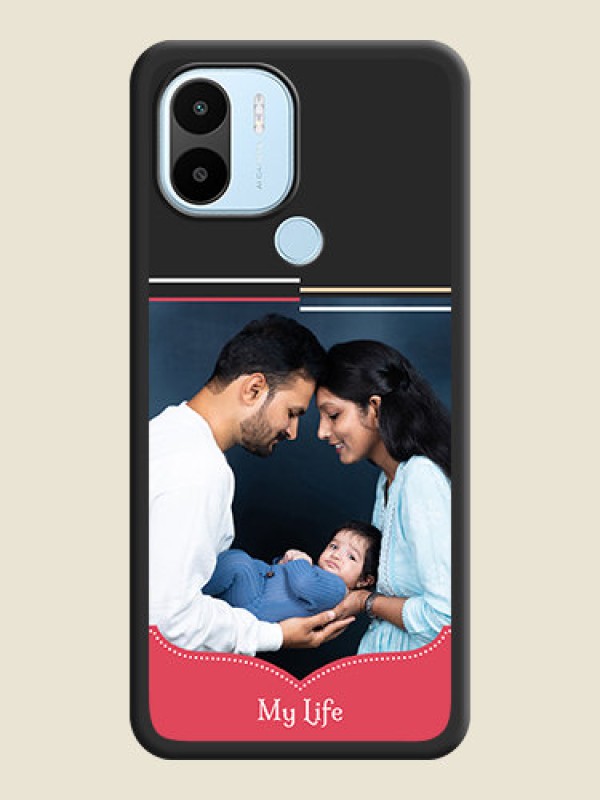 Custom Classic Plain Design with Name on Photo on Space Black Soft Matte Phone Cover - Poco C51