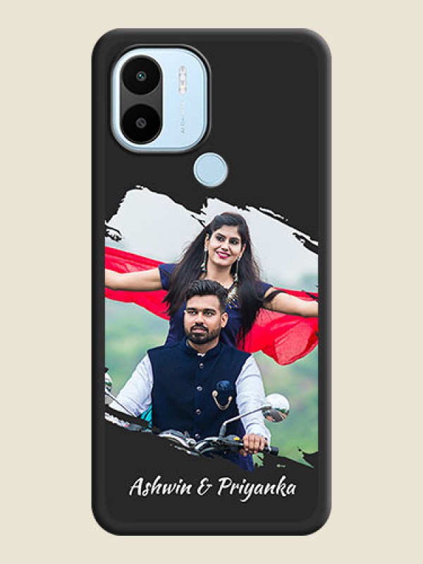 Custom Grunge Brush Strokes on Photo on Space Black Soft Matte Back Cover - Poco C51