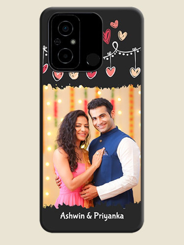 Custom Pink Love Hangings with Name on Space Black Custom Soft Matte Phone Cases - Poco C55