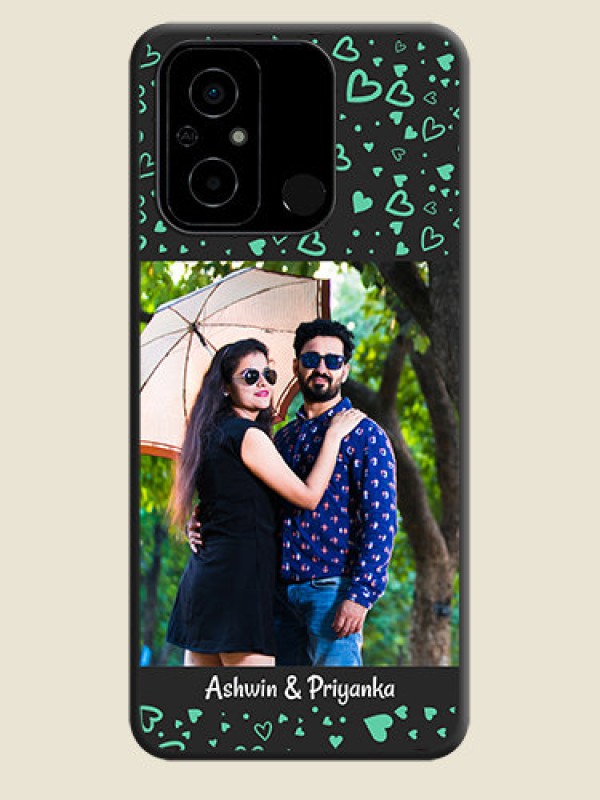 Custom Sea Green Indefinite Love Pattern on Photo on Space Black Soft Matte Mobile Cover - Poco C55