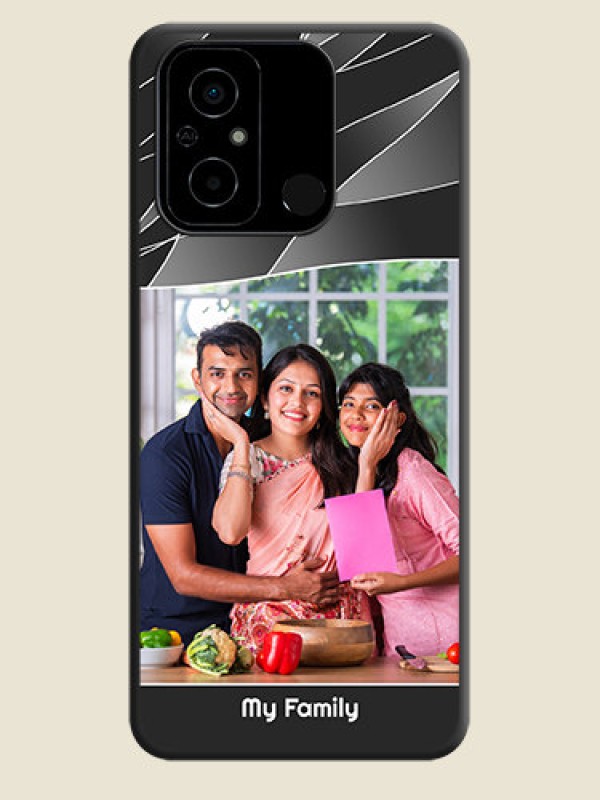 Custom Mixed Wave Lines on Photo on Space Black Soft Matte Mobile Cover - Poco C55