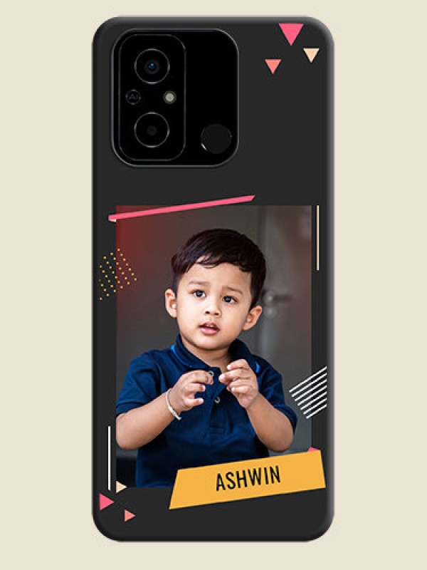 Custom Photo Frame with Triangle Small Dots on Photo on Space Black Soft Matte Back Cover - Poco C55