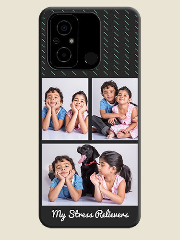 Custom Cross Dotted Pattern with 2 Image Holder  on Personalised Space Black Soft Matte Cases - Poco C55