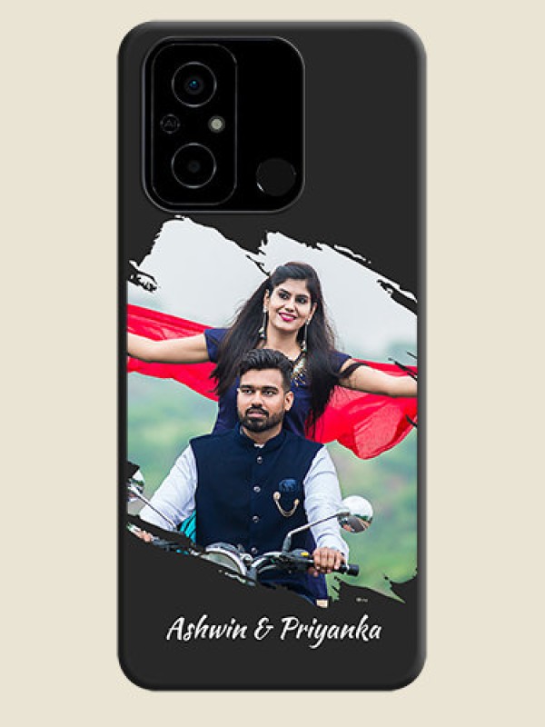 Custom Grunge Brush Strokes on Photo on Space Black Soft Matte Back Cover - Poco C55