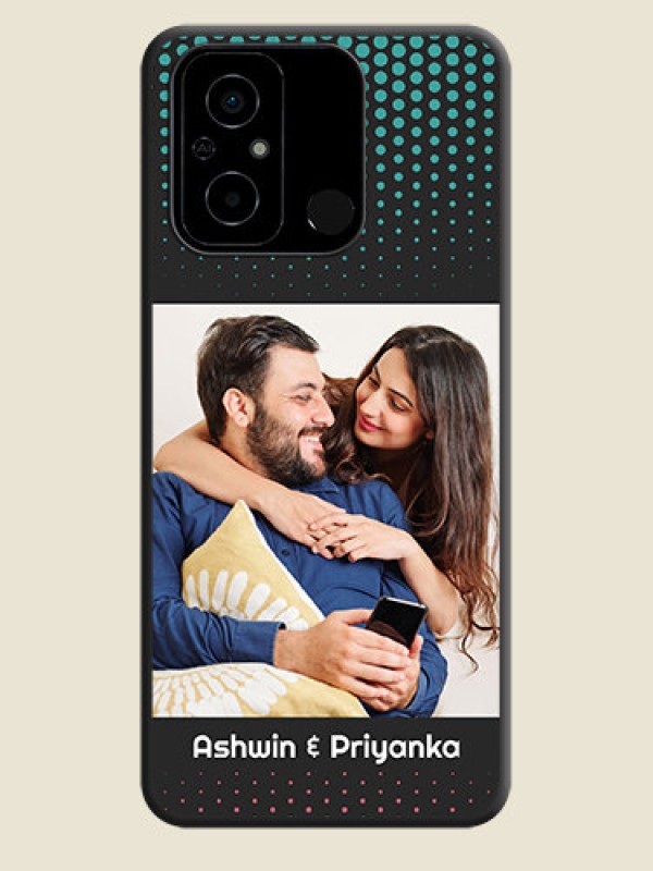 Custom Faded Dots with Grunge Photo Frame and Text on Space Black Custom Soft Matte Phone Cases - Poco C55