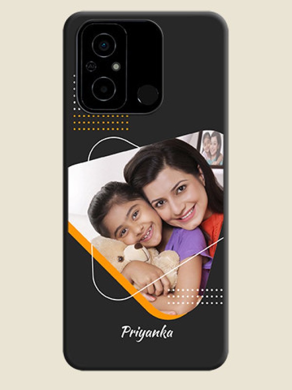 Custom Yellow Triangle on Photo on Space Black Soft Matte Phone Cover - Poco C55