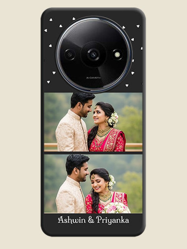 Custom Miniature Love Symbols with Name on Space Black Custom Soft Matte Back Cover - Poco C61