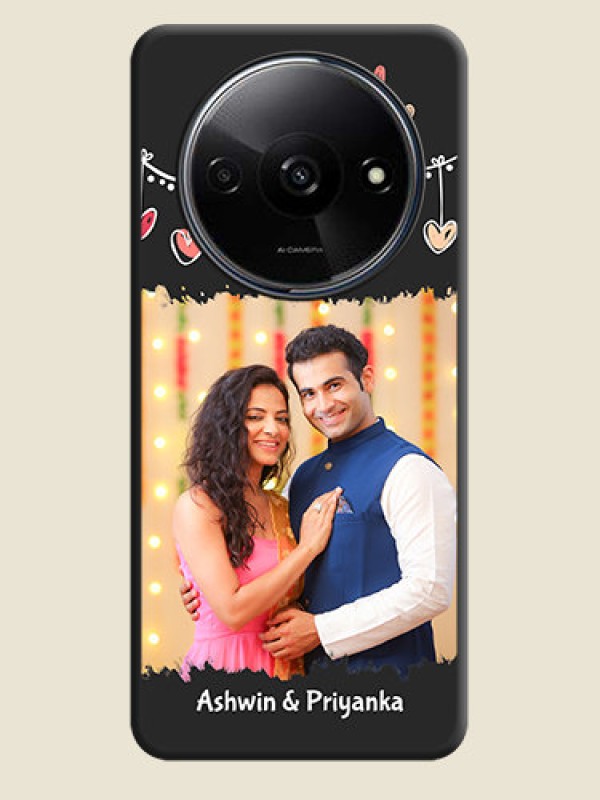 Custom Pink Love Hangings with Name on Space Black Custom Soft Matte Phone Cases - Poco C61