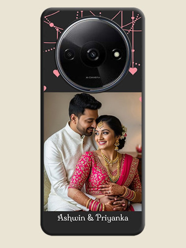 Custom Pink Love Hangings with Text on Space Black Custom Soft Matte Back Cover - Poco C61