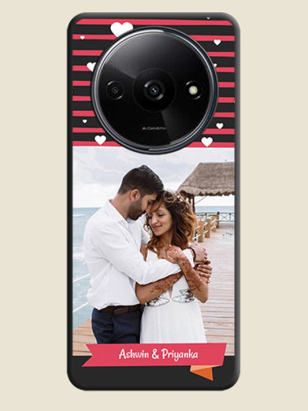 Custom White Color Love Symbols with Pink Lines Pattern on Space Black Custom Soft Matte Phone Cases - Poco C61