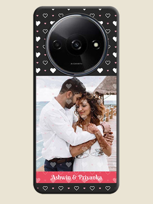 Custom White Color Love Symbols with Text Design - Photo on Space Black Soft Matte Phone Cover - Poco C61