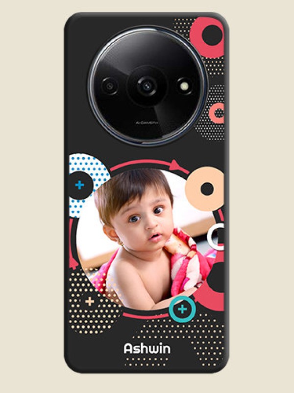 Custom Multicoloured Round Image on Personalised Space Black Soft Matte Cases - Poco C61