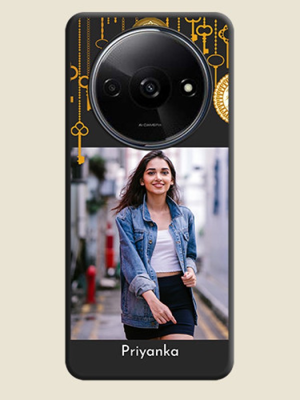 Custom Decorative Design with Text on Space Black Custom Soft Matte Back Cover - Poco C61