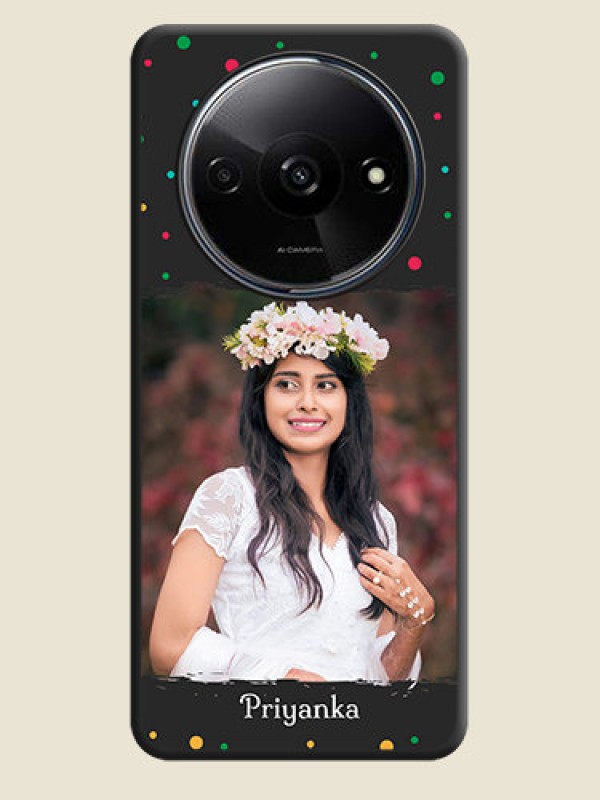 Custom Multicolor Dotted Pattern with Text on Space Black Custom Soft Matte Phone Back Cover - Poco C61