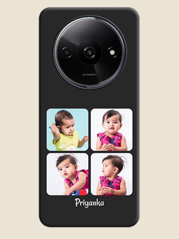 Custom Floral Art with 6 Image Holder - Photo on Space Black Soft Matte Mobile Case - Poco C61