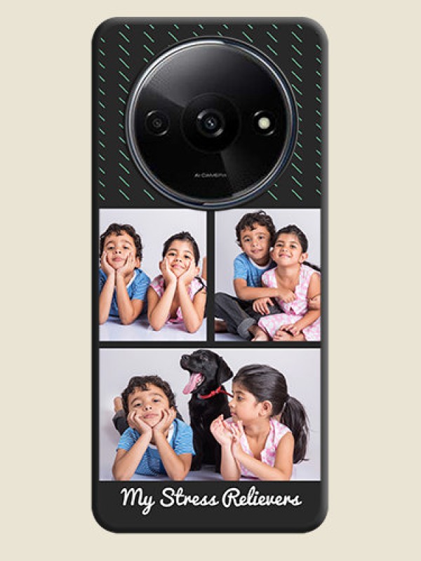 Custom Cross Dotted Pattern with 2 Image Holder on Personalised Space Black Soft Matte Cases - Poco C61