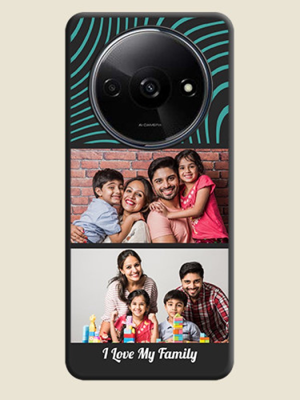 Custom Wave Pattern with 2 Image Holder on Space Black Personalized Soft Matte Phone Covers - Poco C61