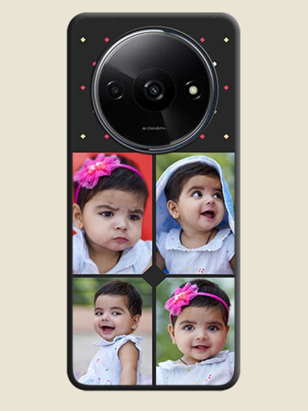 Custom Multicolor Dotted Pattern with 4 Image Holder on Space Black Custom Soft Matte Phone Cases - Poco C61
