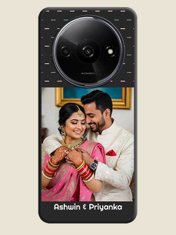 Custom Line Pattern Design with Text on Space Black Custom Soft Matte Phone Back Cover - Poco C61