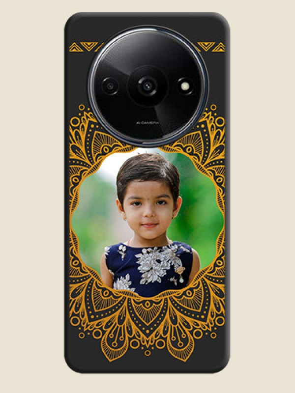 Custom Round Image with Floral Design - Photo on Space Black Soft Matte Mobile Cover - Poco C61