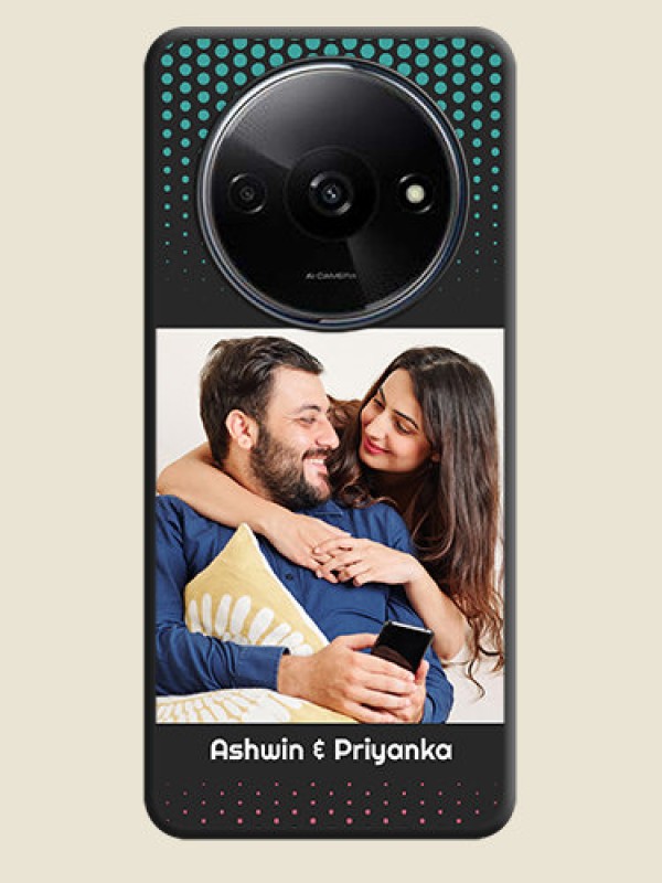 Custom Faded Dots with Grunge Photo Frame and Text on Space Black Custom Soft Matte Phone Cases - Poco C61