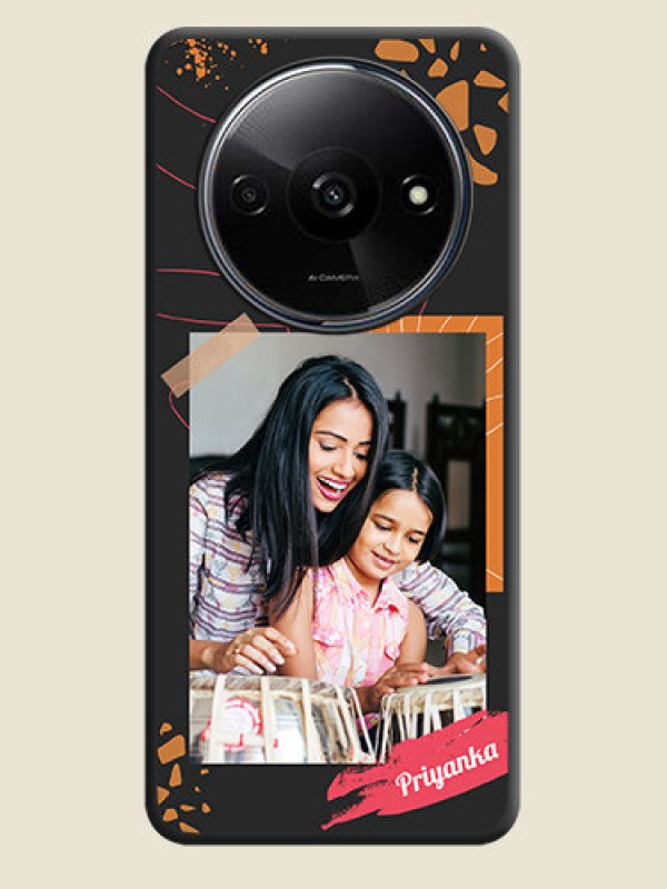 Custom Orange Photo Frame on Space Black Custom Soft Matte Phone Back Cover - Poco C61